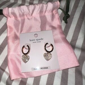 NWT Kate Spade diamond dangling heart earrings